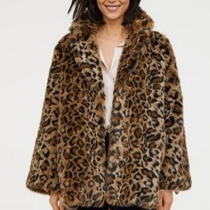 H&M Animal Print Faux Fur Coat